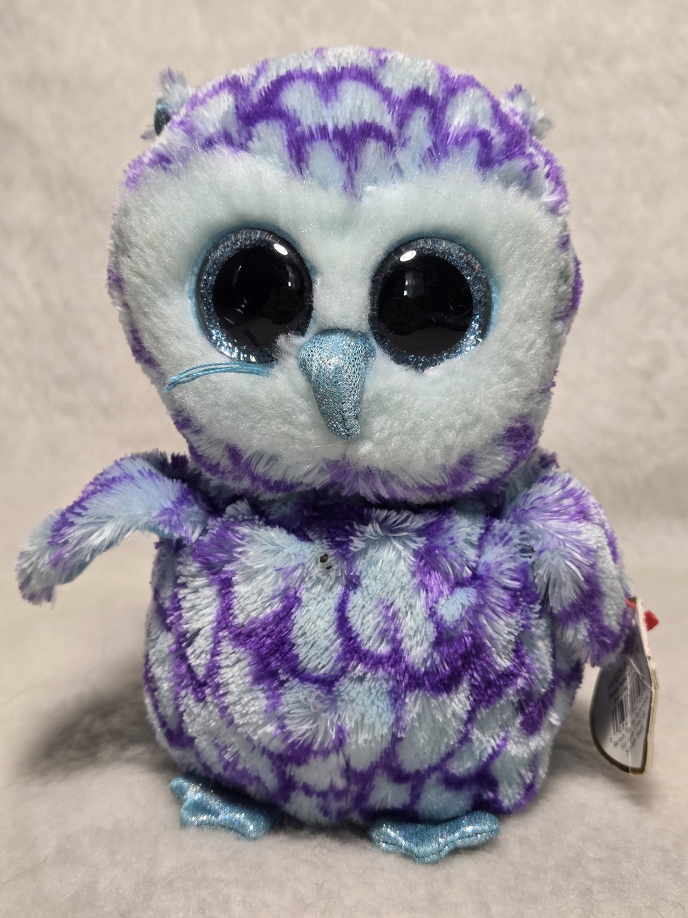 OSCAR Ty Beanie Boos 6" Owl Blue and Purple with Glitter Eyes